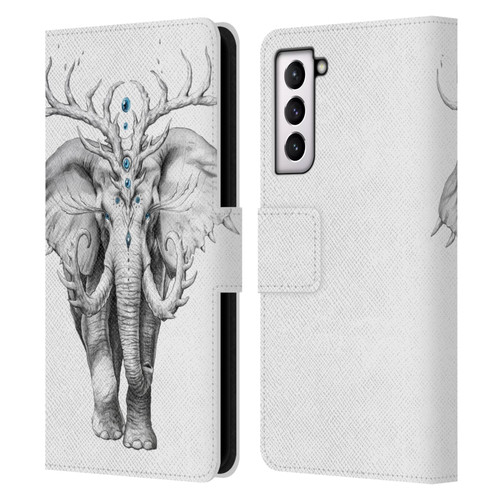 Jonas "JoJoesArt" Jödicke Wildlife 2 Elephant Soul Leather Book Wallet Case Cover For Samsung Galaxy S21 5G