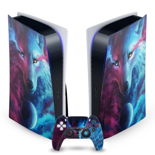 Jonas "JoJoesArt" Jödicke Art Mix Wolf Galaxy Vinyl Sticker Skin Decal Cover for Sony PS5 Disc Edition Bundle
