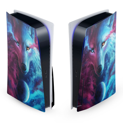 Jonas "JoJoesArt" Jödicke Art Mix Wolf Galaxy Vinyl Sticker Skin Decal Cover for Sony PS5 Disc Edition Console