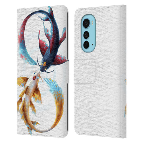 Jonas "JoJoesArt" Jödicke Wildlife Eternal Bond Koi Leather Book Wallet Case Cover For Motorola Edge (2022)