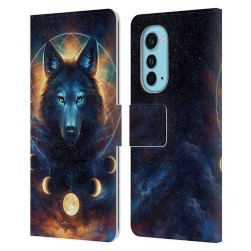 Jonas "JoJoesArt" Jödicke Wildlife 2 Dreamcatcher Wolf Leather Book Wallet Case Cover For Motorola Edge (2022)