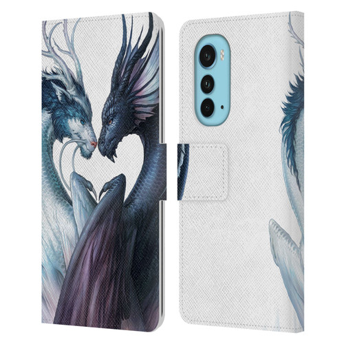 Jonas "JoJoesArt" Jödicke Wildlife 2 Yin And Yang Dragons Leather Book Wallet Case Cover For Motorola Edge (2022)
