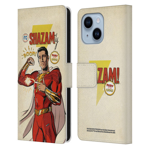 Shazam!: Fury Of The Gods Graphics Comic Leather Book Wallet Case Cover For Apple iPhone 14 Plus