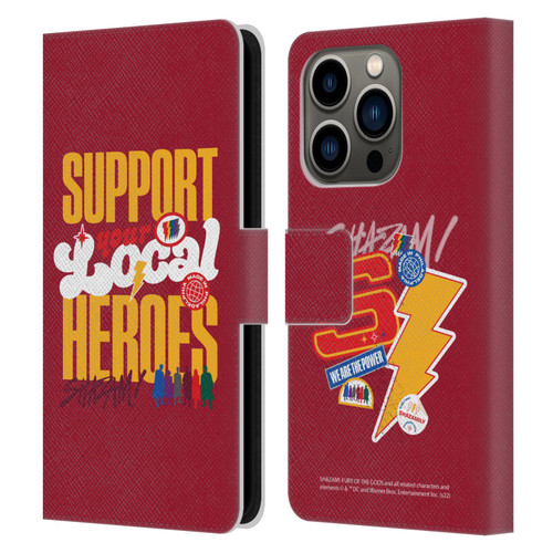 Shazam!: Fury Of The Gods Graphics Typography Leather Book Wallet Case Cover For Apple iPhone 14 Pro
