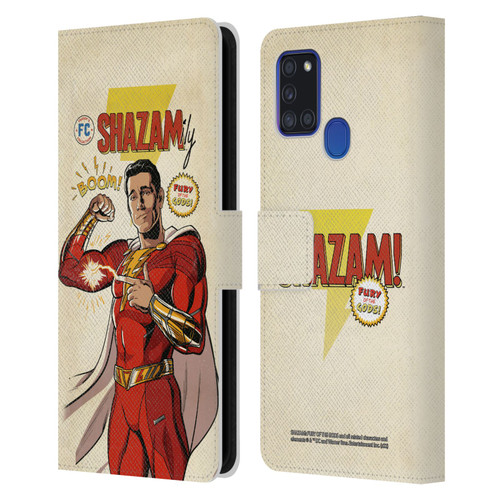 Shazam!: Fury Of The Gods Graphics Comic Leather Book Wallet Case Cover For Samsung Galaxy A21s (2020)