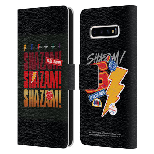 Shazam!: Fury Of The Gods Graphics Logo Leather Book Wallet Case Cover For Samsung Galaxy S10+ / S10 Plus