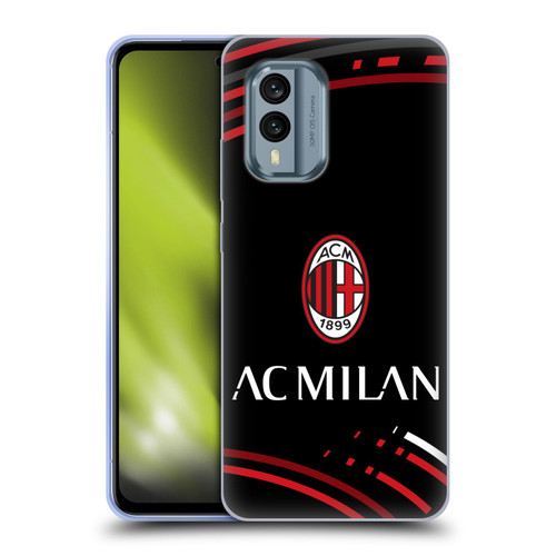 AC Milan Crest Patterns Curved Soft Gel Case for Nokia X30
