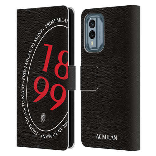 AC Milan Art 1899 Oversized Leather Book Wallet Case Cover For Nokia X30