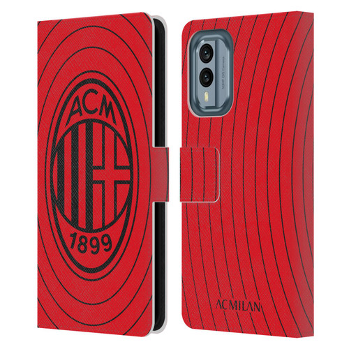 AC Milan Art Red And Black Leather Book Wallet Case Cover For Nokia X30