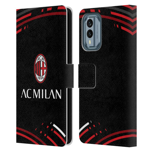 AC Milan Crest Patterns Curved Leather Book Wallet Case Cover For Nokia X30