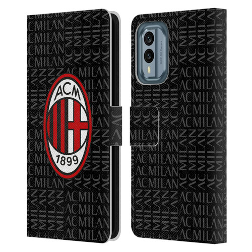 AC Milan Crest Patterns Red And Grey Leather Book Wallet Case Cover For Nokia X30