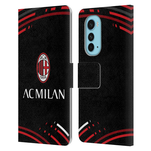 AC Milan Crest Patterns Curved Leather Book Wallet Case Cover For Motorola Edge (2022)