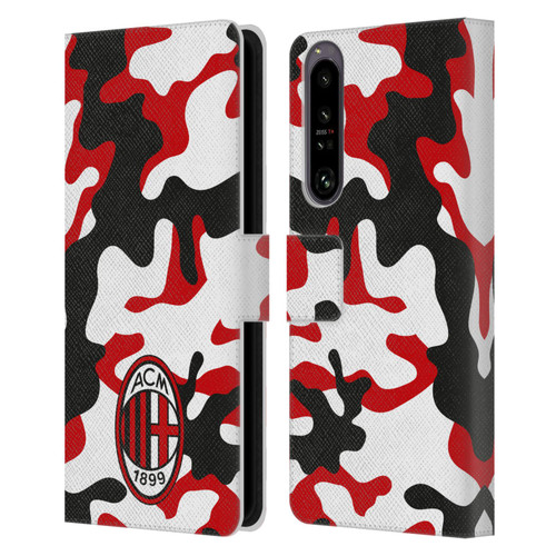 AC Milan Crest Patterns Camouflage Leather Book Wallet Case Cover For Sony Xperia 1 IV