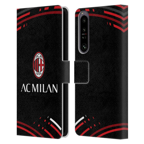 AC Milan Crest Patterns Curved Leather Book Wallet Case Cover For Sony Xperia 1 IV