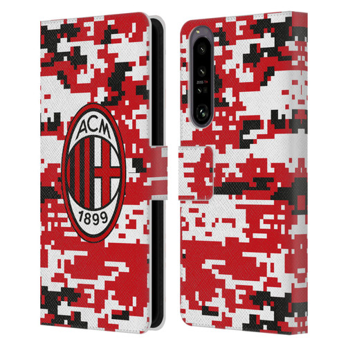 AC Milan Crest Patterns Digital Camouflage Leather Book Wallet Case Cover For Sony Xperia 1 IV