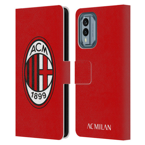 AC Milan Crest Full Colour Red Leather Book Wallet Case Cover For Nokia X30