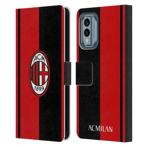 AC Milan Crest Red And Black Leather Book Wallet Case Cover For Nokia X30