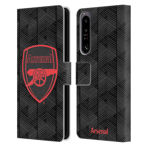 Arsenal FC Crest and Gunners Logo Black Leather Book Wallet Case Cover For Sony Xperia 1 IV