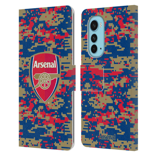 Arsenal FC Crest Patterns Digital Camouflage Leather Book Wallet Case Cover For Motorola Edge (2022)
