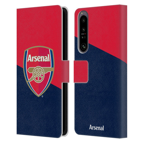 Arsenal FC Crest 2 Red & Blue Logo Leather Book Wallet Case Cover For Sony Xperia 1 IV