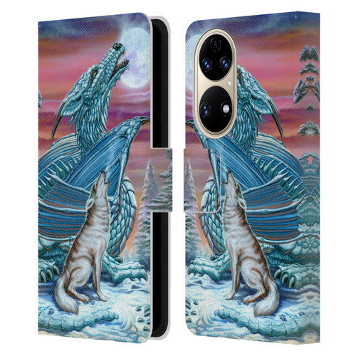 Ed Beard Jr Dragons Moon Song Wolf Moon Leather Book Wallet Case Cover For Huawei P50