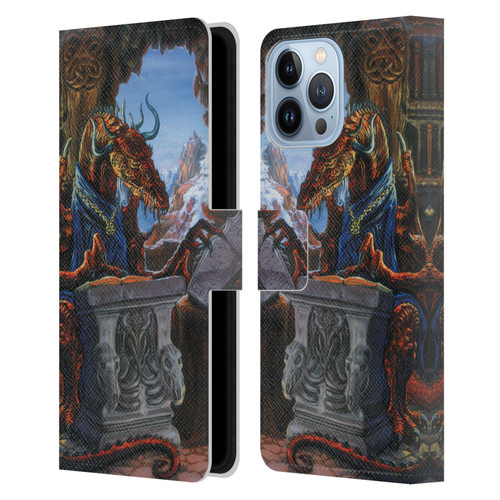 Ed Beard Jr Dragons Ancient Scholar Leather Book Wallet Case Cover For Apple iPhone 13 Pro Max
