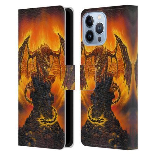 Ed Beard Jr Dragons Harbinger Of Fire Leather Book Wallet Case Cover For Apple iPhone 13 Pro Max