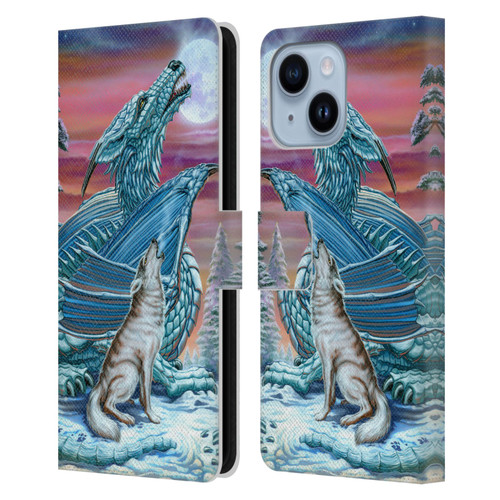 Ed Beard Jr Dragons Moon Song Wolf Moon Leather Book Wallet Case Cover For Apple iPhone 14 Plus