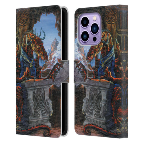 Ed Beard Jr Dragons Ancient Scholar Leather Book Wallet Case Cover For Apple iPhone 14 Pro Max