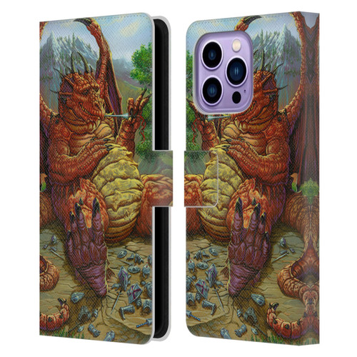 Ed Beard Jr Dragons Lunch With A Toothpick Leather Book Wallet Case Cover For Apple iPhone 14 Pro Max