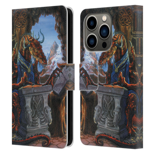 Ed Beard Jr Dragons Ancient Scholar Leather Book Wallet Case Cover For Apple iPhone 14 Pro