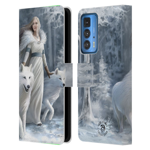 Anne Stokes Wolves Winter Guardians Leather Book Wallet Case Cover For Motorola Edge (2022)