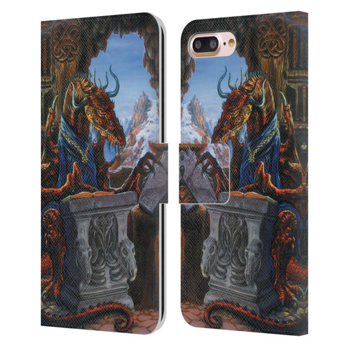 Ed Beard Jr Dragons Ancient Scholar Leather Book Wallet Case Cover For Apple iPhone 7 Plus / iPhone 8 Plus