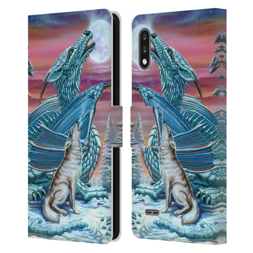 Ed Beard Jr Dragons Moon Song Wolf Moon Leather Book Wallet Case Cover For LG K22