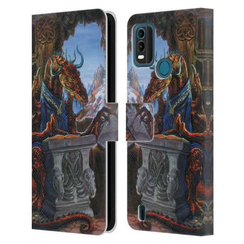 Ed Beard Jr Dragons Ancient Scholar Leather Book Wallet Case Cover For Nokia G11 Plus