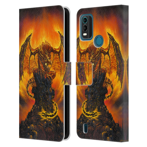 Ed Beard Jr Dragons Harbinger Of Fire Leather Book Wallet Case Cover For Nokia G11 Plus
