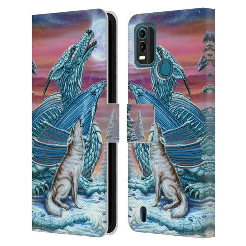 Ed Beard Jr Dragons Moon Song Wolf Moon Leather Book Wallet Case Cover For Nokia G11 Plus