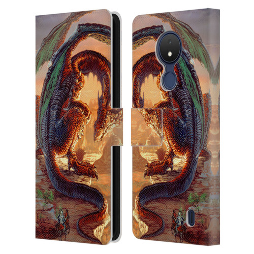 Ed Beard Jr Dragons Bravery Misplaced Leather Book Wallet Case Cover For Nokia C21