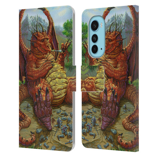 Ed Beard Jr Dragons Lunch With A Toothpick Leather Book Wallet Case Cover For Motorola Edge (2022)