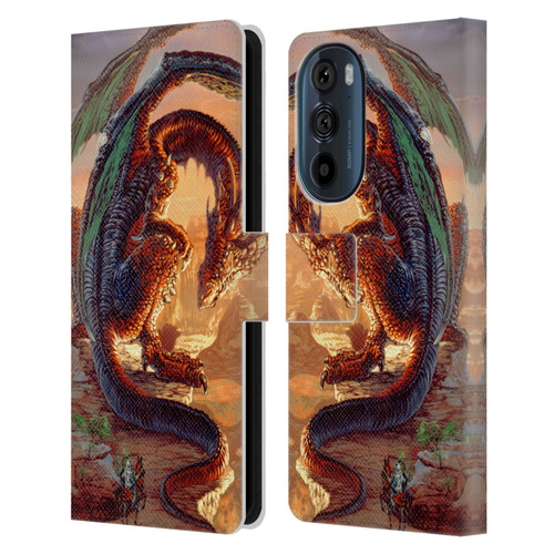 Ed Beard Jr Dragons Bravery Misplaced Leather Book Wallet Case Cover For Motorola Edge 30