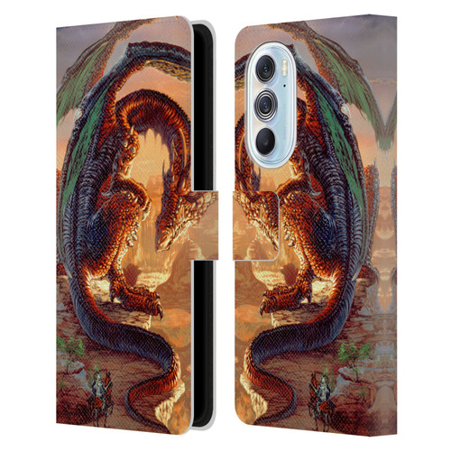 Ed Beard Jr Dragons Bravery Misplaced Leather Book Wallet Case Cover For Motorola Edge X30