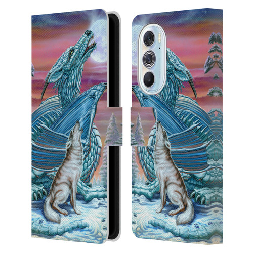 Ed Beard Jr Dragons Moon Song Wolf Moon Leather Book Wallet Case Cover For Motorola Edge X30