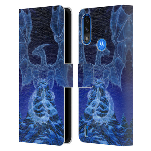 Ed Beard Jr Dragons Winter Spirit Leather Book Wallet Case Cover For Motorola Moto E7 Power / Moto E7i Power