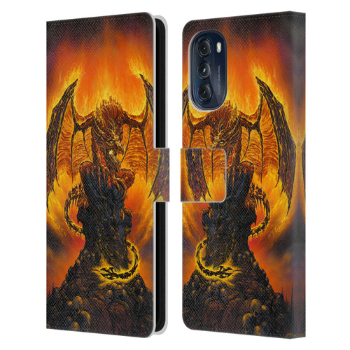 Ed Beard Jr Dragons Harbinger Of Fire Leather Book Wallet Case Cover For Motorola Moto G (2022)