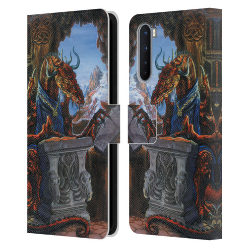Ed Beard Jr Dragons Ancient Scholar Leather Book Wallet Case Cover For OnePlus Nord 5G