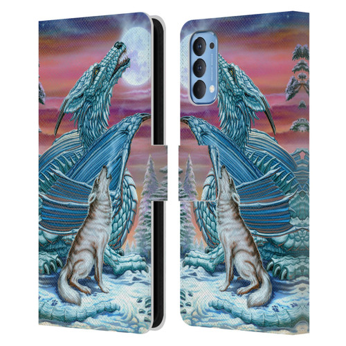 Ed Beard Jr Dragons Moon Song Wolf Moon Leather Book Wallet Case Cover For OPPO Reno 4 5G