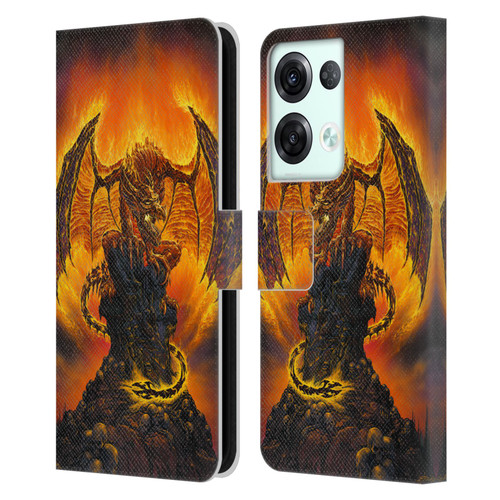 Ed Beard Jr Dragons Harbinger Of Fire Leather Book Wallet Case Cover For OPPO Reno8 Pro