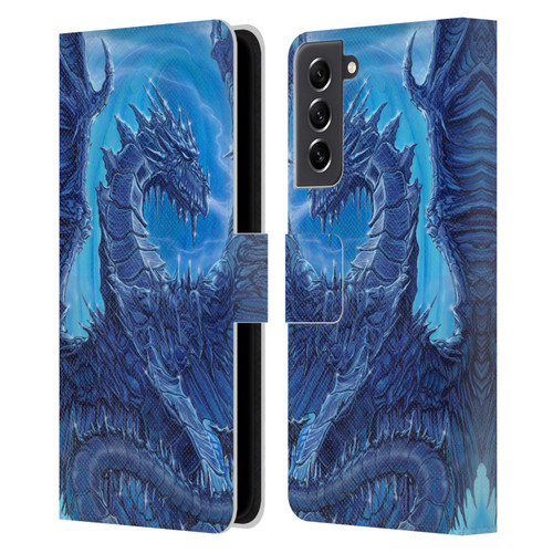 Ed Beard Jr Dragons Glacier Leather Book Wallet Case Cover For Samsung Galaxy S21 FE 5G
