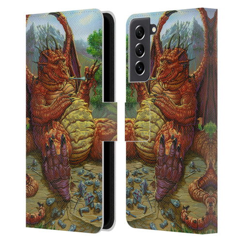 Ed Beard Jr Dragons Lunch With A Toothpick Leather Book Wallet Case Cover For Samsung Galaxy S21 FE 5G