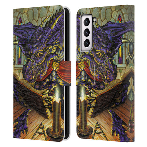 Ed Beard Jr Dragons A Good Book Leather Book Wallet Case Cover For Samsung Galaxy S21 5G